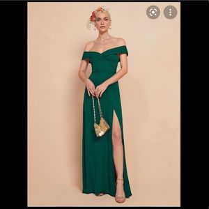 REFORMATION Redford Dress in Emerald Green